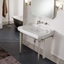 Viadurini Bathroom Vintage Waschbecken|Keramikwaschbecken-90 cm Vintage Badezimmerkonsole, weiße Keramik, mit Füßen Made in Italy - Nausica