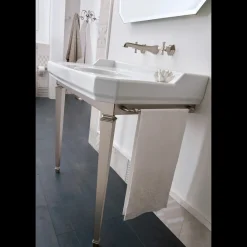 Viadurini Bathroom Vintage Waschbecken|Keramikwaschbecken-90 cm Vintage Badezimmerkonsole, weiße Keramik, mit Füßen Made in Italy - Nausica