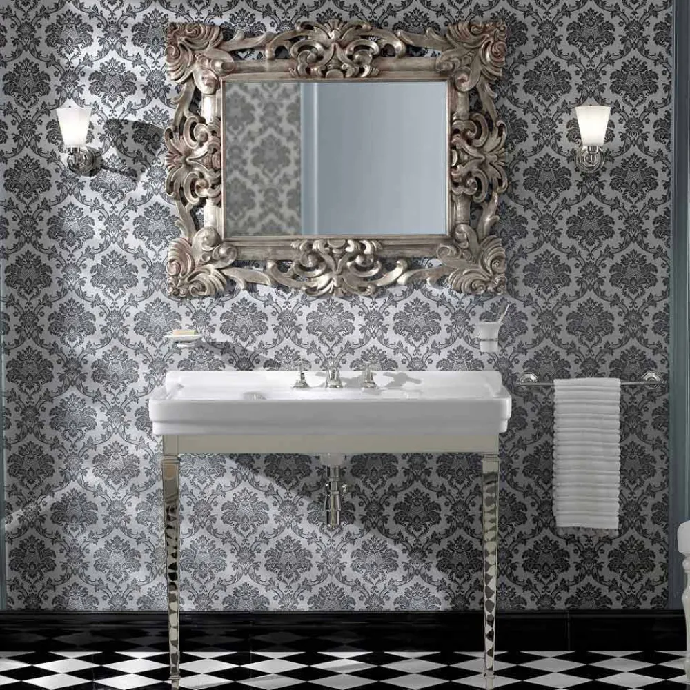 Viadurini Bathroom Vintage Waschbecken|Keramikwaschbecken-105 cm Vintage weiße Keramik-Badezimmerkonsole mit Füßen, Made in Italy - Marwa