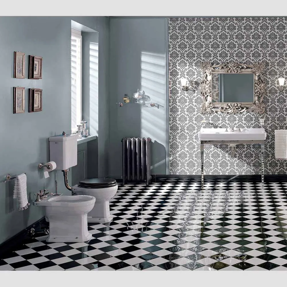 Viadurini Bathroom Vintage Waschbecken|Keramikwaschbecken-105 cm Vintage weiße Keramik-Badezimmerkonsole mit Füßen, Made in Italy - Marwa