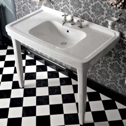 Viadurini Bathroom Vintage Waschbecken|Keramikwaschbecken-105 cm Vintage weiße Keramik-Badezimmerkonsole mit Füßen, Made in Italy - Marwa