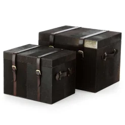 Viadurini Living Truhen Und Sitztruhe-2 Designstämme in Ceskini dunkelbraun Pony, groß und klein