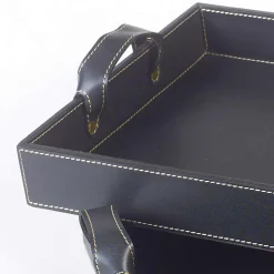 Viadurini Living Küchenzubehör-2 Design-Tabletts aus schwarzem Leder 41x28x5cm und 45x32x6cm Anastasia