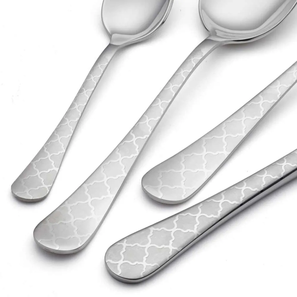 Viadurini Kitchen Besteck Set-24 Edelstahlbesteck mit Damaskus-Laserdekor in modernem Design - Tantasa