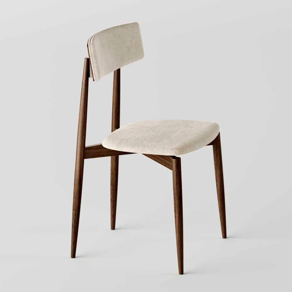Viadurini Living Moderne Stühle-4 Esszimmerstühle aus massivem Eschenholz und Stoff, hergestellt in Italien – Sulu