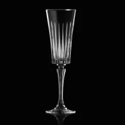 Viadurini Kitchen Italienisches Kristallgeschirr-12 Flötengläser für Sekt mit linearen Schnitten in Öko-Kristall - Senzatempo