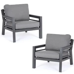 Viadurini in the Garden Metallsessel-2 Gartensessel aus Aluminium und Stoffsitzkissen - Point