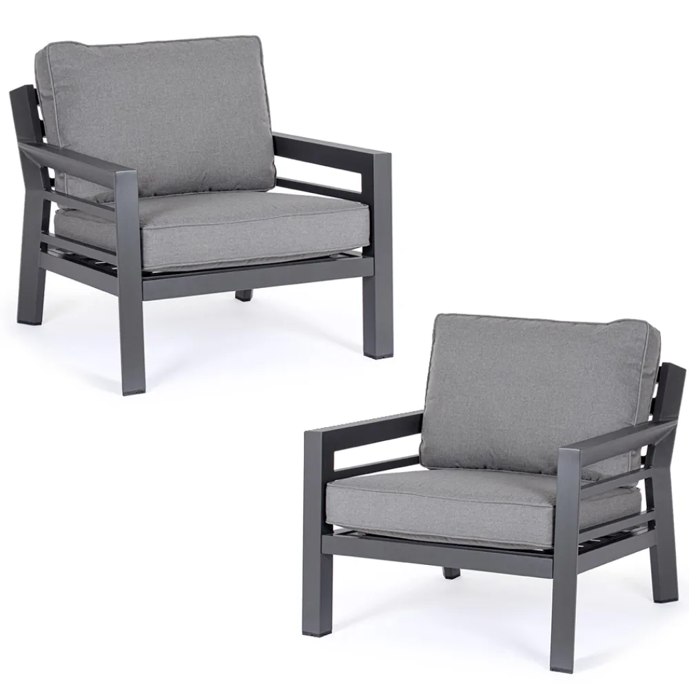 Viadurini in the Garden Metallsessel-2 Gartensessel aus Aluminium und Stoffsitzkissen - Point