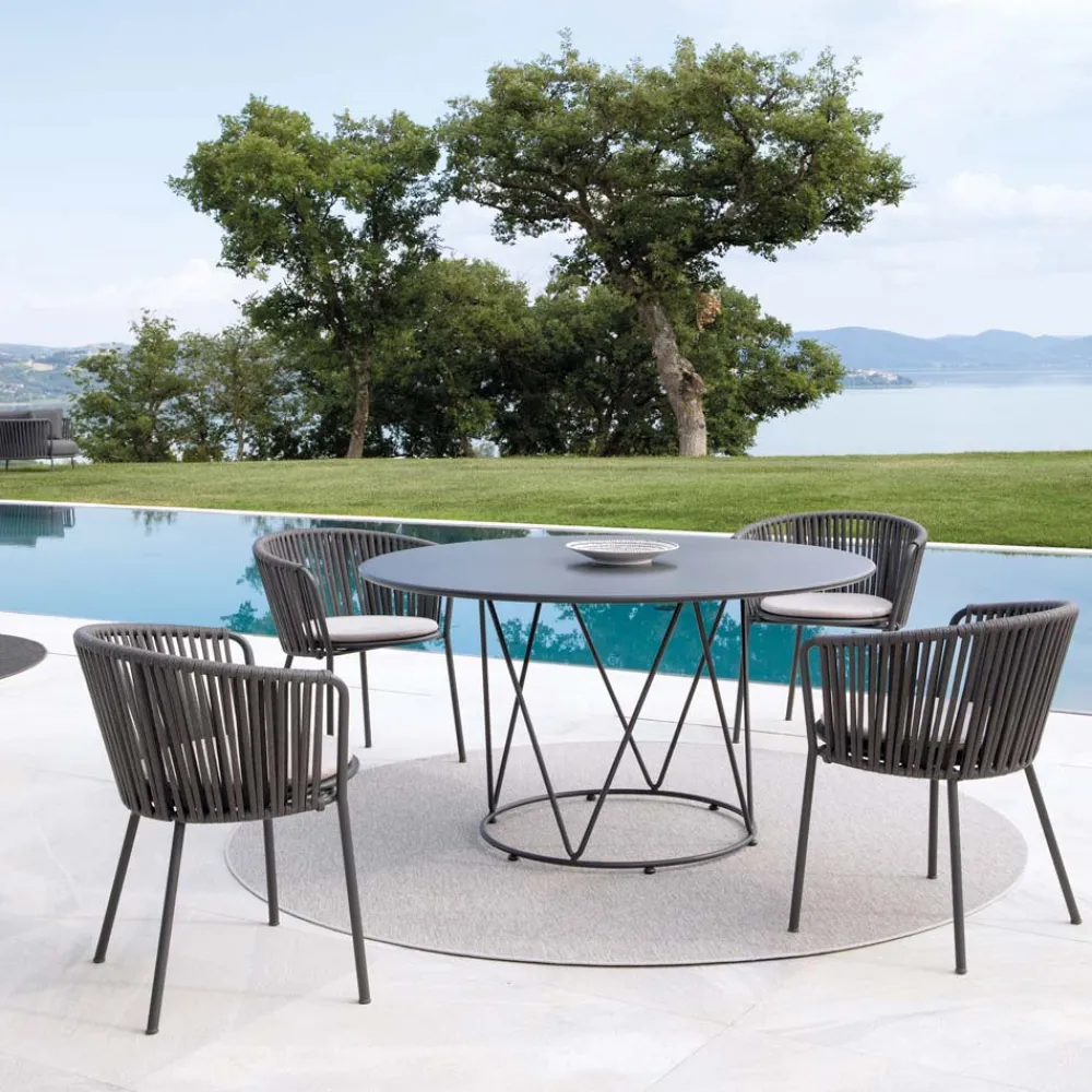 Viadurini in the Garden Metallsessel-2 Gartensessel aus Edelstahl und mit Seilrücken - Luxura