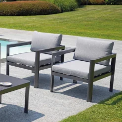 Viadurini in the Garden Metallsessel-2 Gartenstühle aus Aluminium und Polyesterkissen - Mickey Mouse