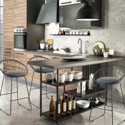 Viadurini Living Küchenhocker-2 gepolsterte Hocker und Stahlkonstruktion in verschiedenen Ausführungen – Torio