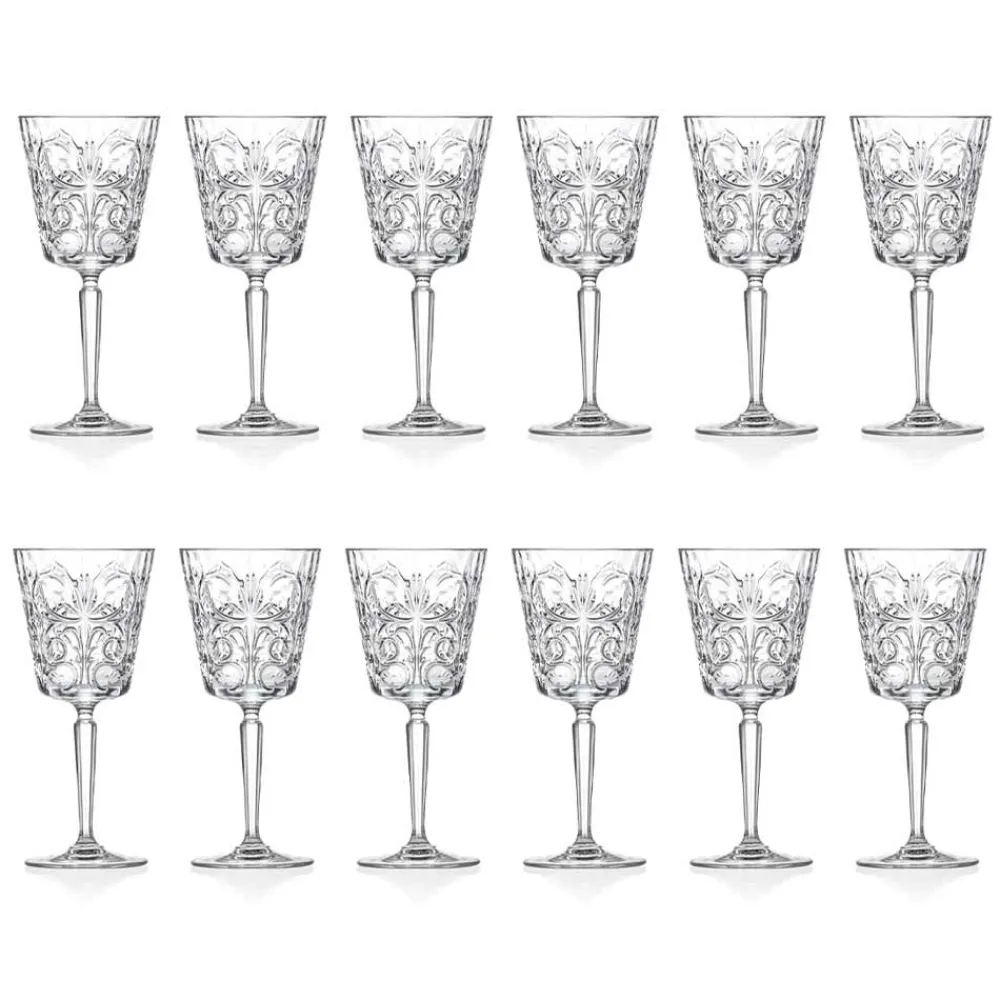 Viadurini Kitchen Italienisches Kristallgeschirr-12 Gläser für Wasser-, Getränke- oder Cocktaildesign in dekoriertem Öko-Kristall - Destino