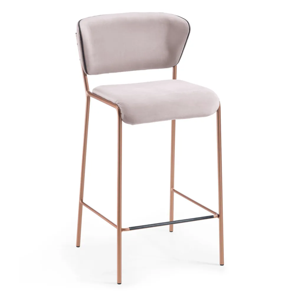 Viadurini Living Küchenhocker-2 Hocker aus Perlmutt-Samtstoff und roségoldenen Beinen, hergestellt in Italien – Schmetterling