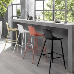 Viadurini Living Küchenhocker-2 Hocker aus Polypropylen und Metallstruktur mit Fußstütze - Engel