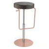 Viadurini Living Küchenhocker-2 Hocker aus schwarzem Leder und roségoldener Stahlstruktur, hergestellt in Italien – Laser