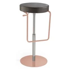 Viadurini Living Küchenhocker-2 Hocker aus schwarzem Leder und roségoldener Stahlstruktur, hergestellt in Italien – Laser