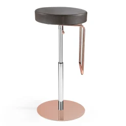 Viadurini Living Küchenhocker-2 Hocker aus schwarzem Leder und roségoldener Stahlstruktur, hergestellt in Italien – Laser