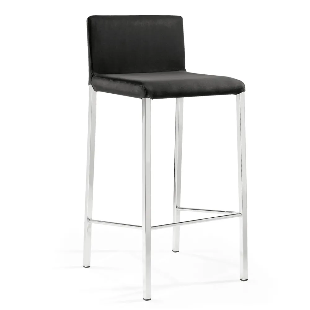 Viadurini Living Küchenhocker-2 Hocker aus schwarzem Stoff und silbernen Stahlbeinen, hergestellt in Italien – Cadente