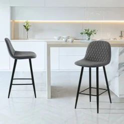 Viadurini Living Küchenhocker-2 Hocker aus Stoff mit Samteffekt in Altgrau – Biscia