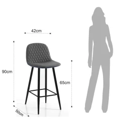 Viadurini Living Küchenhocker-2 Hocker aus Stoff mit Samteffekt in Altgrau – Biscia