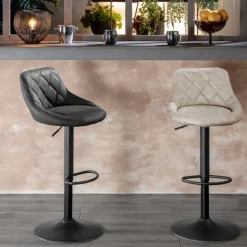 Viadurini Living Küchenhocker-2 Hocker mit Gaslift, Mikrofasersitz und Metallstruktur - Abbey