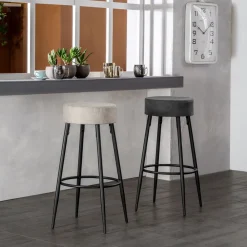 Viadurini Living Küchenhocker-2 Hocker mit Sitz aus Mikrofaserstoff und Metallstruktur - Ronik