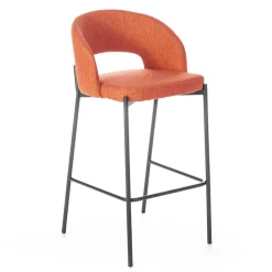 Viadurini Living Küchenhocker-2 Innenhocker mit Sitz und Rückenlehne aus Stoff und Metallbeinen – Strand