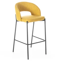 Viadurini Living Küchenhocker-2 Innenhocker mit Sitz und Rückenlehne aus Stoff und Metallbeinen – Strand