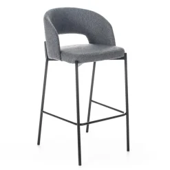 Viadurini Living Küchenhocker-2 Innenhocker mit Sitz und Rückenlehne aus Stoff und Metallbeinen – Strand