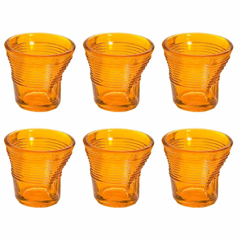 Viadurini Kitchen Gläser Set-12 Kaffeetassen zerknittertes farbiges Designglas - Sarabi