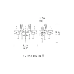 Viadurini Lighting Klassische Wandleuchten-3 Lichter Artisan Glaswandlampe von Venedig Made in Italy - Florentiner