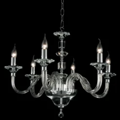 Viadurini Lighting Klassische Kronleuchter-6 Lichter Design Kronleuchter in Ivy Glas und Kristall, made in Italy