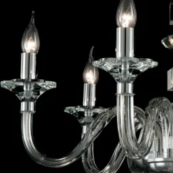 Viadurini Lighting Klassische Kronleuchter-6 Lichter Design Kronleuchter in Ivy Glas und Kristall, made in Italy