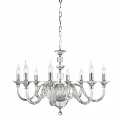 Viadurini Lighting Klassische Kronleuchter-8 Lichter Glas Design Kronleuchter mit Ivy Kristall Dekorationen