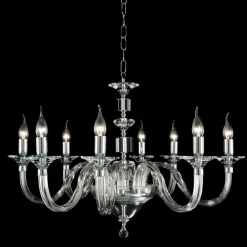 Viadurini Lighting Klassische Kronleuchter-8 Lichter Glas Design Kronleuchter mit Ivy Kristall Dekorationen