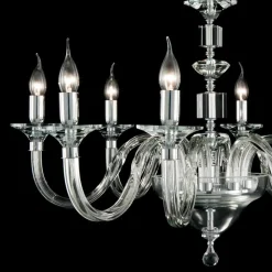 Viadurini Lighting Klassische Kronleuchter-8 Lichter Glas Design Kronleuchter mit Ivy Kristall Dekorationen