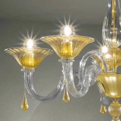 Viadurini Lighting Klassische Kronleuchter-5 Lichter Venedig Glas Kronleuchter, handgefertigt in Italien - Margherita