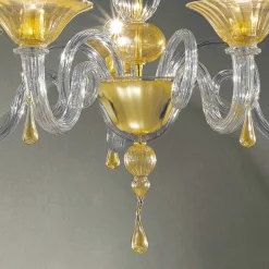 Viadurini Lighting Klassische Kronleuchter-5 Lichter Venedig Glas Kronleuchter, handgefertigt in Italien - Margherita