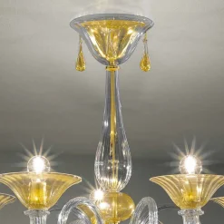 Viadurini Lighting Klassische Kronleuchter-5 Lichter Venedig Glas Kronleuchter, handgefertigt in Italien - Margherita