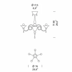 Viadurini Lighting Klassische Kronleuchter-5 Lichter Venedig Glas Kronleuchter, handgefertigt in Italien - Margherita