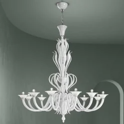 Viadurini Lighting Klassische Kronleuchter-12 Lichter Venedig Glas Kronleuchter Handgefertigt in Italien - Agustina