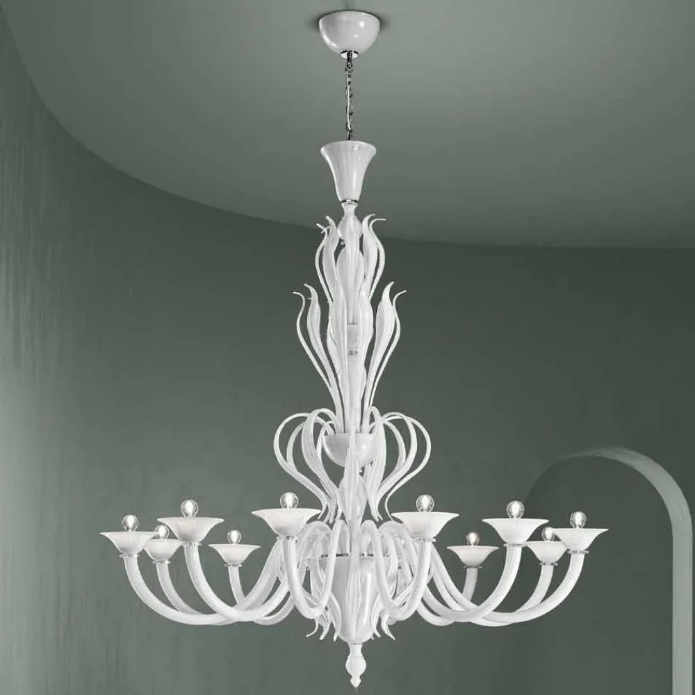 Viadurini Lighting Klassische Kronleuchter-12 Lichter Venedig Glas Kronleuchter Handgefertigt in Italien - Agustina
