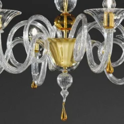Viadurini Lighting Klassische Kronleuchter-6 Lichter Venezianischer Glas Kronleuchter Handgefertigt, Made in Italy - Margherita