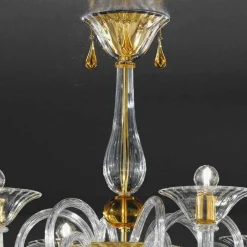 Viadurini Lighting Klassische Kronleuchter-6 Lichter Venezianischer Glas Kronleuchter Handgefertigt, Made in Italy - Margherita