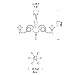 Viadurini Lighting Klassische Kronleuchter-6 Lichter Venezianischer Glas Kronleuchter Handgefertigt, Made in Italy - Margherita
