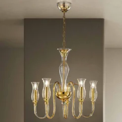 Viadurini Lighting Klassische Kronleuchter-5 Lichter Venezianischer Glas Kronleuchter Handgefertigt in Italien - Vittoria