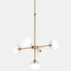 Il Fanale Designer Pendelleuchten-5 Lights Pendelleuchte aus natürlichem Messing und Glas - Molecola von