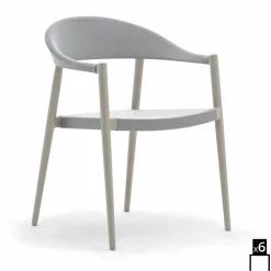 Varaschin Holzsessel|Moderne Sessel-6 Loungestühle Clever Set