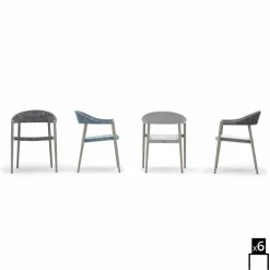 Varaschin Holzsessel|Moderne Sessel-6 Loungestühle Clever Set