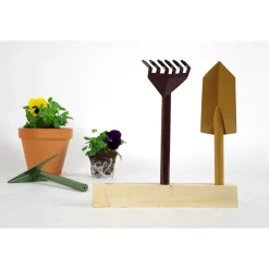 Viadurini in the Garden Deko Artikel Und Wohnaccessoires-3 Metall Gartengeräte mit Holzsockel Made in Italy - Garten